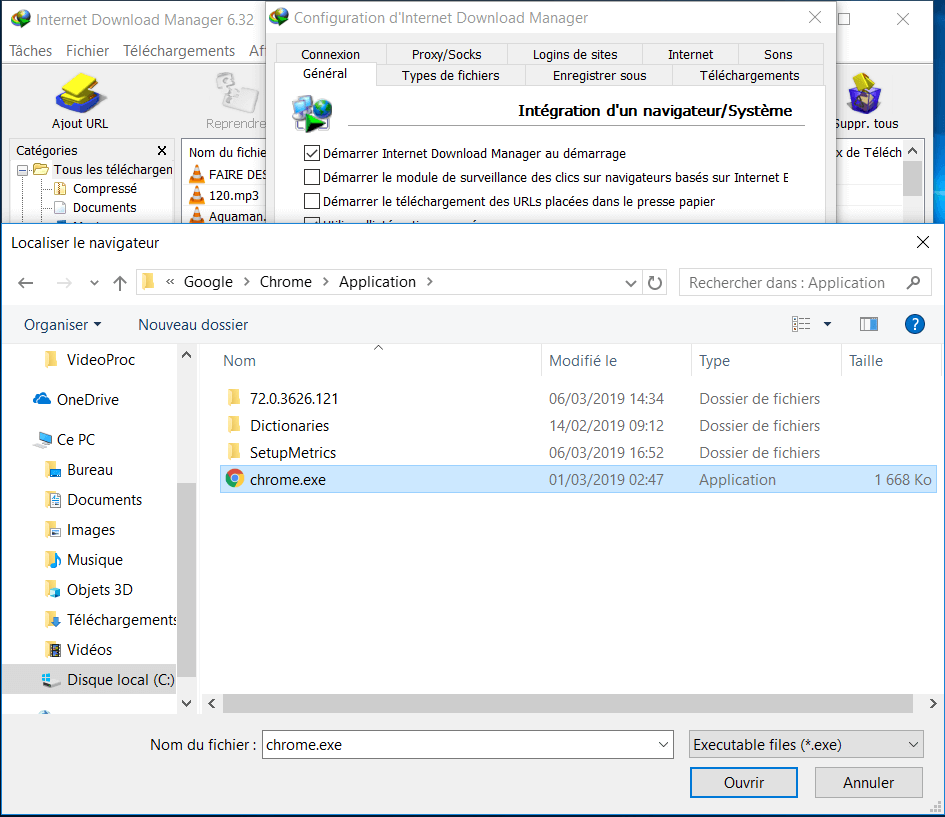 Localiser Chrome dans IDM - Int&eacute;gration du Module IDM dans Chrome, Firefox, Edge, et tout autre Navigateur