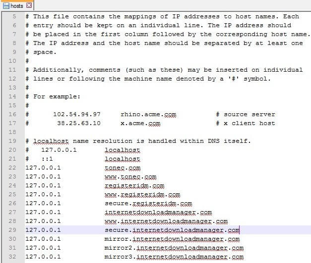 Fixer l'erreur : IDM a été Enregistré avec un Faux Numéro de Série Modifier hosts windows - Fixer l'erreur : IDM a été Enregistré avec un Faux Numéro de Série
