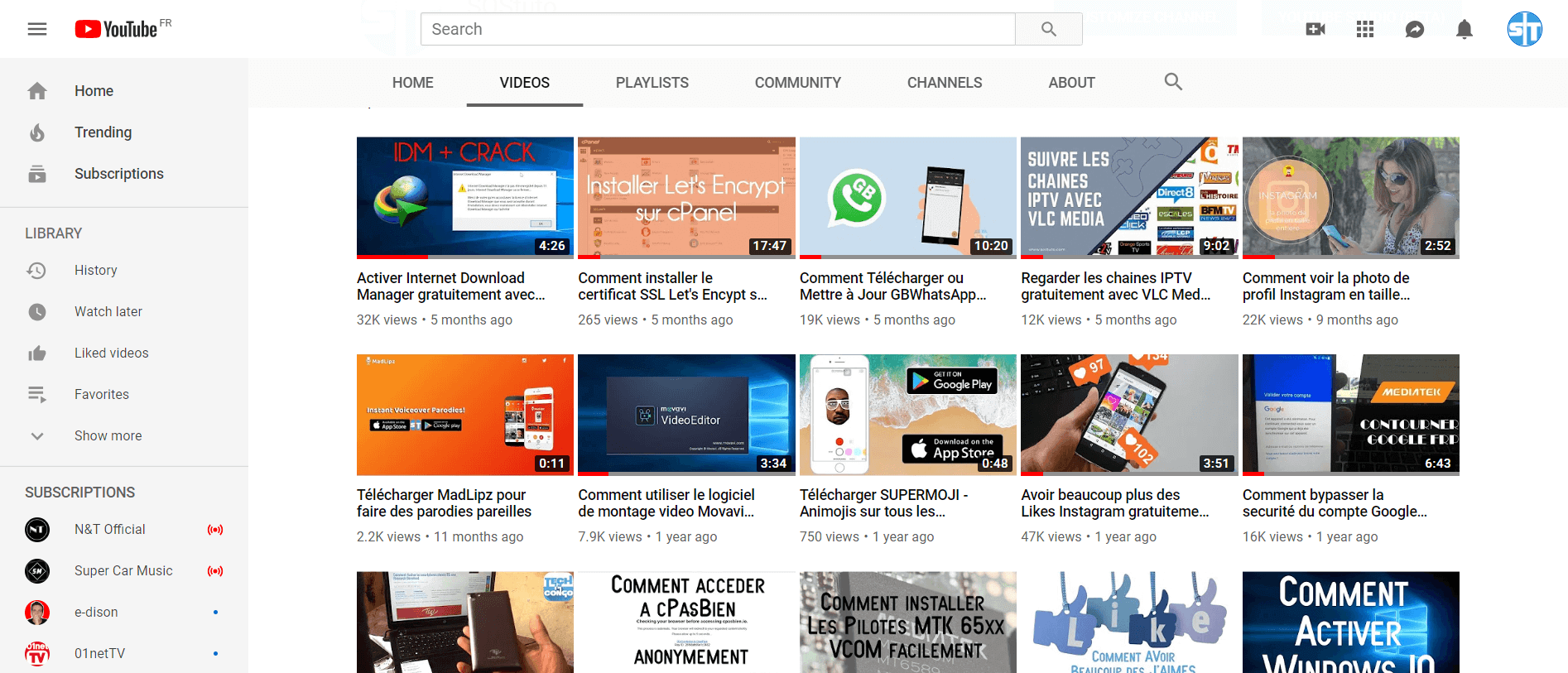 Ma page YouTube - T&eacute;l&eacute;charger Une Vid&eacute;o YouTube & Facebook en Ligne avec IDM