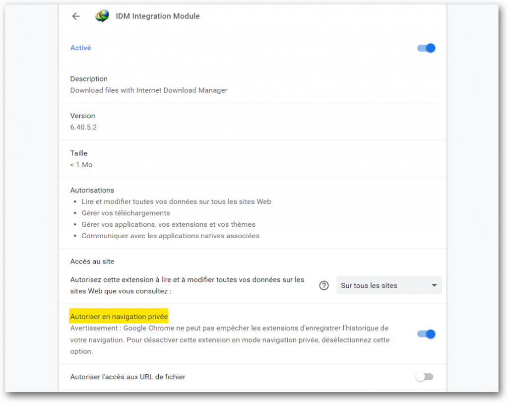 Autoriser IDM en Navigation Privee 1024x812 - Utiliser IDM en Mode Navigation Priv&eacute;e sur Chrome, Firefox, Brave